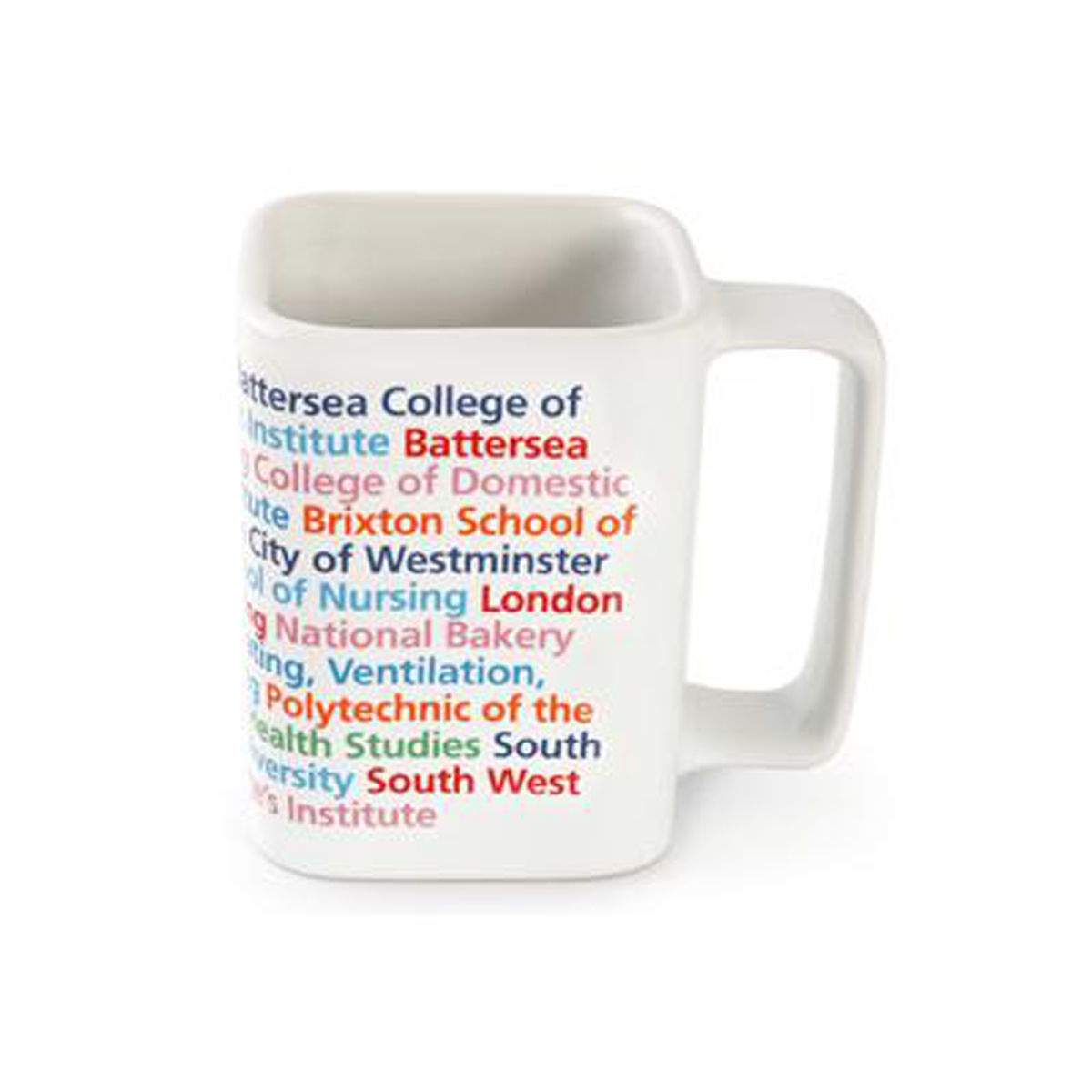 White mug with full coverage decoration firing