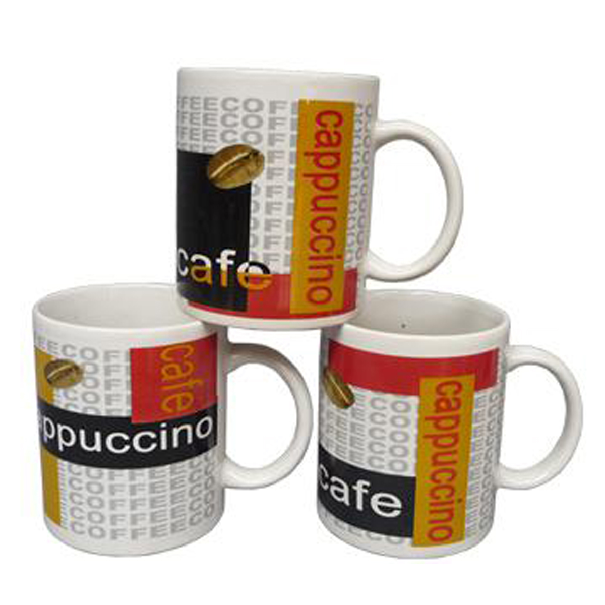 White mug with full coverage decoration firing