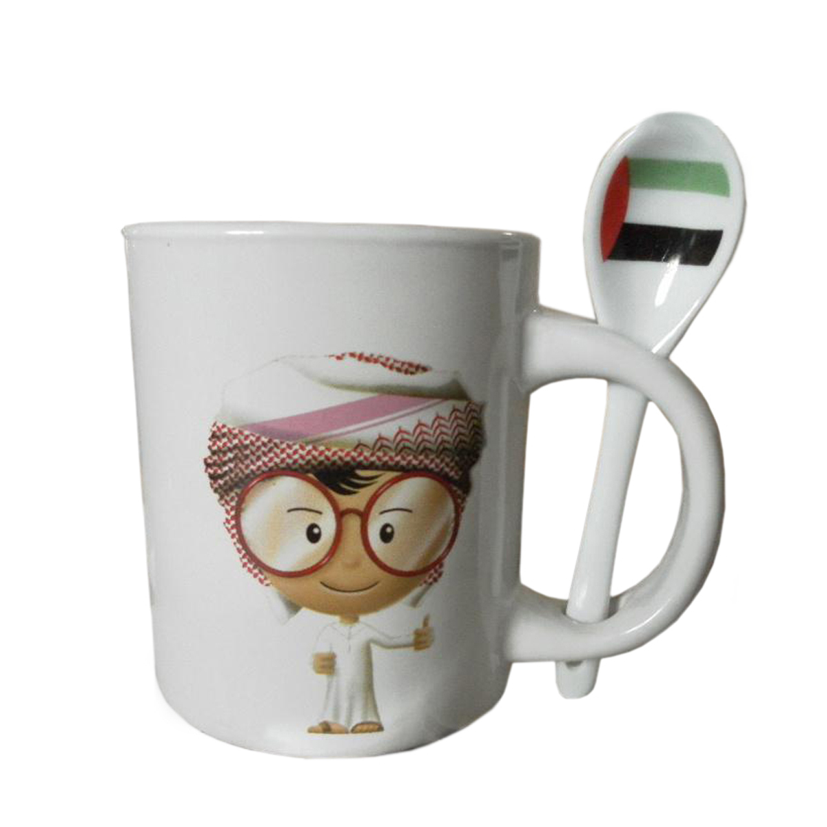 White ceramic mug with spoon