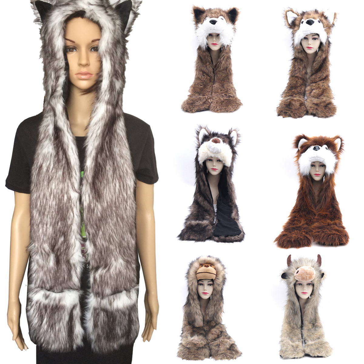 Animal Hood Hat Scarf