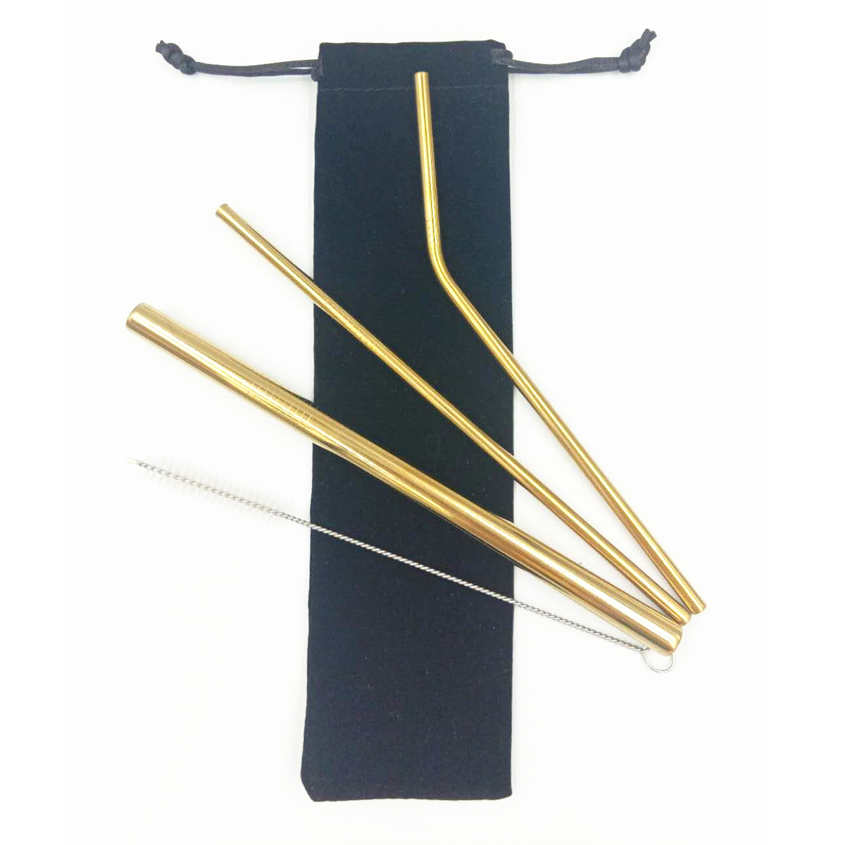Gold Stainless Steel Straw Set