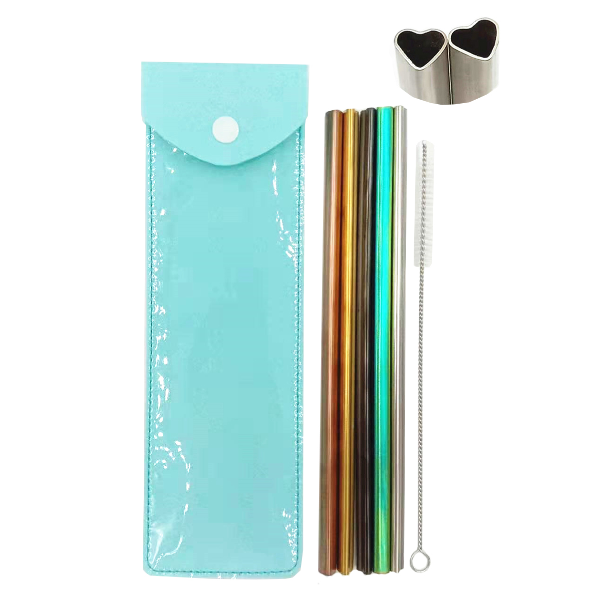 Heart Shape Stainless Steel Straw Set